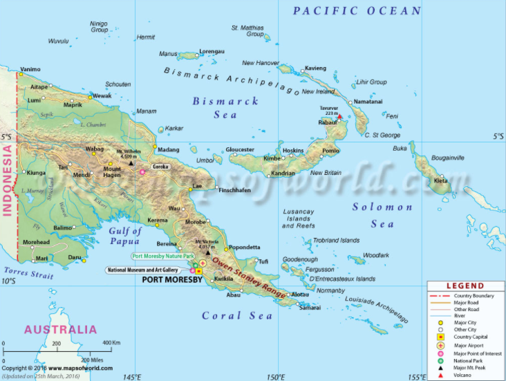 peta lokasi papua nugini